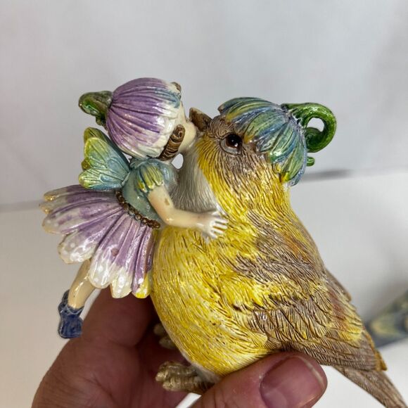 Fairy Bird Figurines Set of 2-Fairy Garden-Resin Whimsical Knick Knack Decor - Picture 4 of 10
